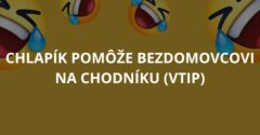 Chlapík pomôže bezdomovcovi na chodníku (Vtip)