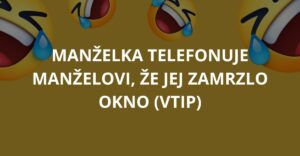 Manželka telefonuje manželovi, že jej zamrzlo okno (Vtip)